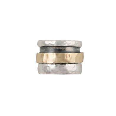 Jerusalem Ring / Spinner Ring for Woman / Ring Silver Gold 9kt / Israeli Jewelry / Meditation Rings / Israeliche Schmuck 8.5 / Garnet