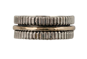 Sterling Silver & Gold Spinner Ring – Handcrafted in Israel | Modern Artisan Design with Rotating Gold Center Band