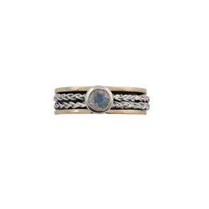 Moonstone Meditation Ring in Sterling Silver and Gold