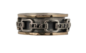 Meditation Ring – Link Design in Sterling Silver & Gold | Handcrafted in Israel
