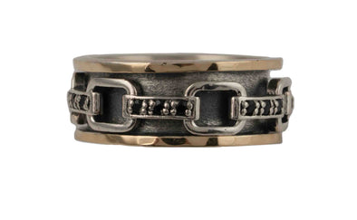 Meditation Ring – Link Design in Sterling Silver & Gold | Handcrafted in Israel