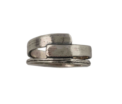 Textured and Smooth Sterling Silver Ring Handcrafted in Israel