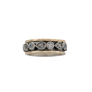 Sterling Silver and Gold Meditation Ring with Cubic Zirconia