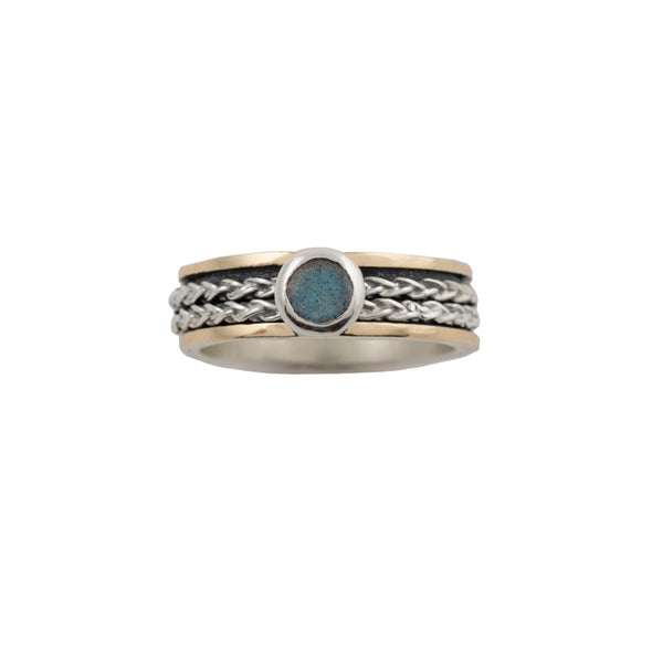 Labradorite Spinning Ring Sterling Silver and Gold