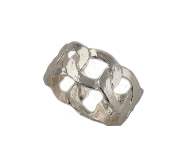 Modern Sterling Silver Link Ring – Textured Intertwined Design Handcrafted in Israel