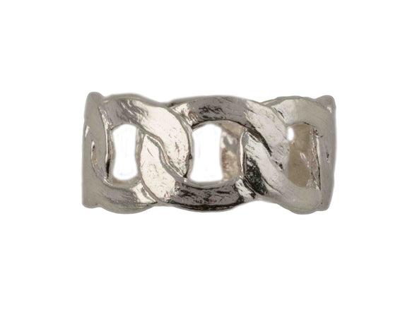 Modern Sterling Silver Link Ring – Textured Intertwined Design Handcrafted in Israel