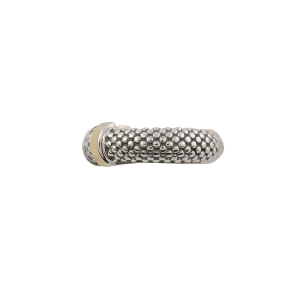 Sterling Silver and Gold Textured Band Style Ring with Cubic Zirconia