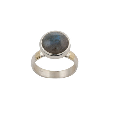 Labradorite and Sterling Silver Ring with Gold Accents