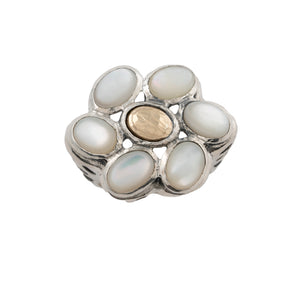 Mother of Pearl Statement Ring in Sterling Silver and Gold