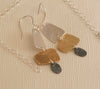 Three Tone Textured Sterling Silver Post Earrings Handmade in Israel