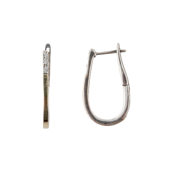 Sterling Silver and Gold Dainty Hoop Earrings With Cubic Zirconia