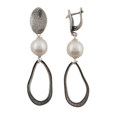 Dangle Sterling Silver and Pearl Earrings