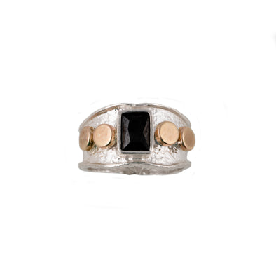 Onyx Ring- Sterling Silver and Gold