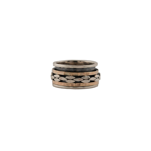 Sterling Silver and Gold Spinning Ring Handmade in Israel