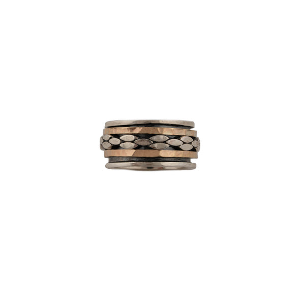 Sterling Silver and Gold Spinning Ring Handmade in Israel