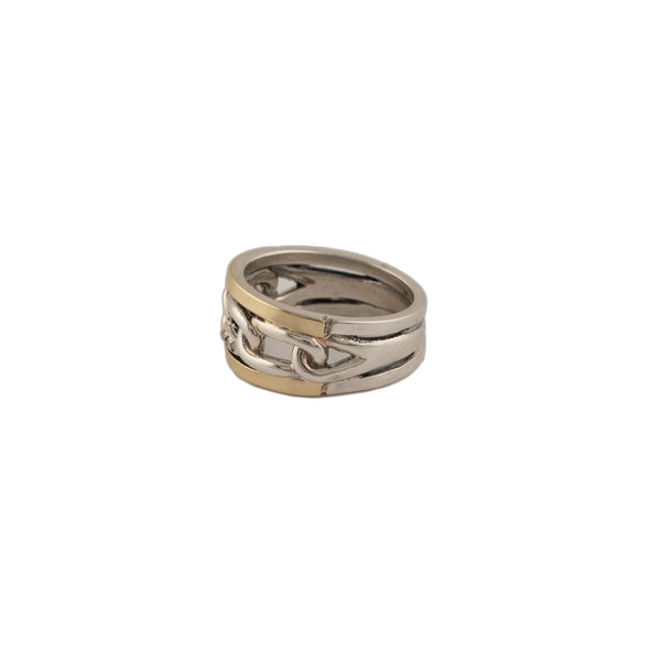 Sterling Silver and Gold Ring Link Design Handmade in Israel