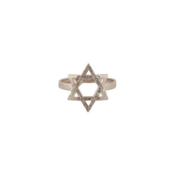 Star of David Textured Sterling Silver Ring Handmade in Israel
