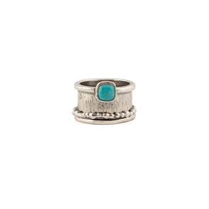 Statement Sterling Silver Ring with Turquoise Stone Handmade in Israel