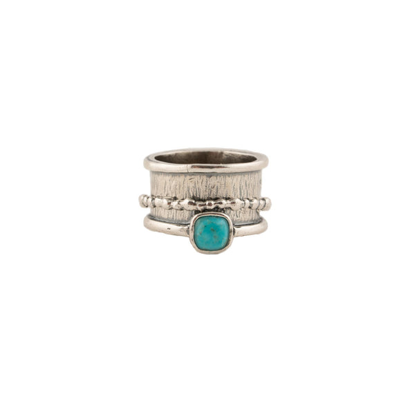 Statement Sterling Silver Ring with Turquoise Stone Handmade in Israel