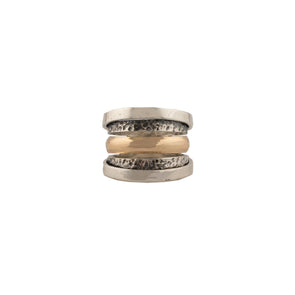 Statement Ring in Sterling Silver and Gold Handmade in Israel