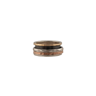 Meditation Ring Three Tone Sterling Silver and Gold Handcrafted in Israel