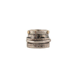 Meditation Ring- Statement Sterling Silver Band with Gold Handmade in Israel