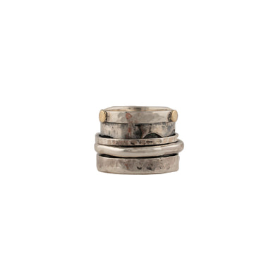 Meditation Ring- Statement Sterling Silver Band with Gold Handmade in Israel