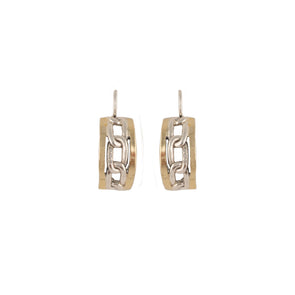 Sterling Silver and Gold Earrings Link Design Handmade in Israel