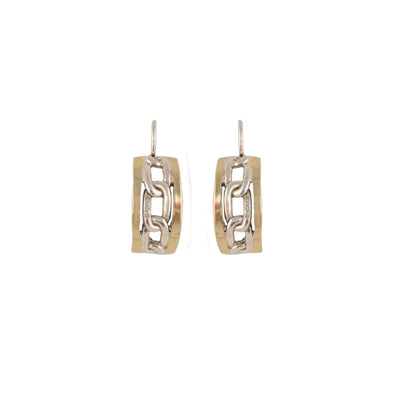 Sterling Silver and Gold Earrings Link Design Handmade in Israel