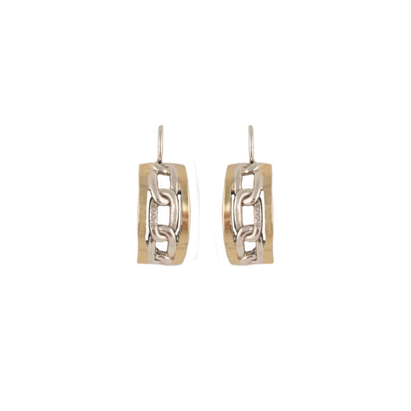 Sterling Silver and Gold Earrings Link Design Handmade in Israel