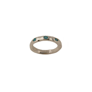 Blue Topaz and Sterling Silver Hammered Ring