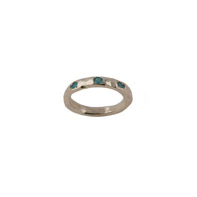 Blue Topaz and Sterling Silver Hammered Ring