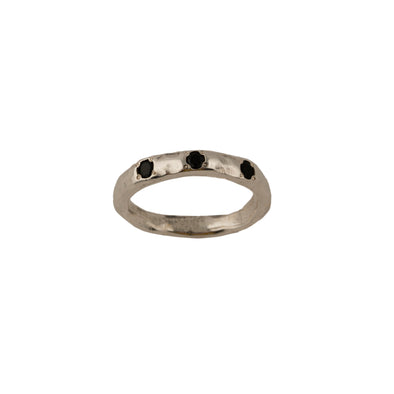Hammered Sterling Silver Ring with Onyx