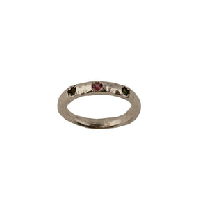 Tourmaline and Hammered Sterling Silver Band