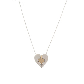 Star of David in Heart - Two Tone Sterling Silver