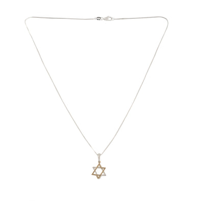 Star of David- Two Tone Textured Sterling silver