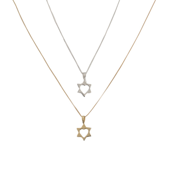 Gold Plated Sterling Silver Star of David with Heart