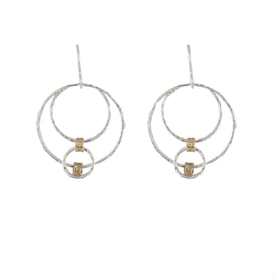 Sterling Silver Round Earrings with Gold Touches