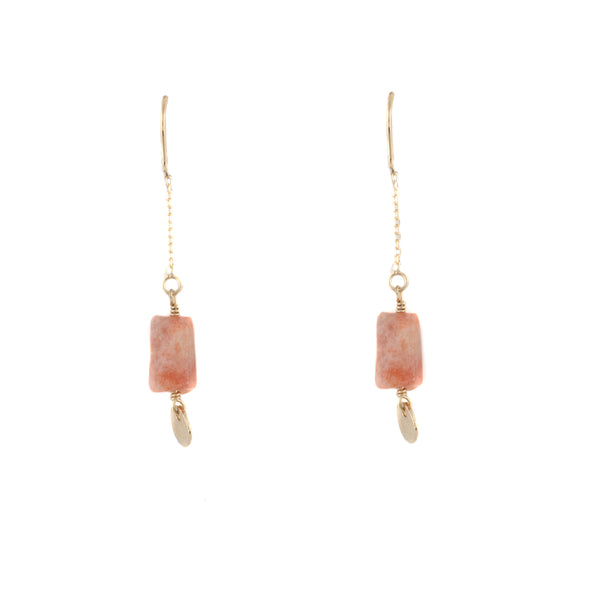 Gold Plated Sterling Silver Long Earring with Sunstone