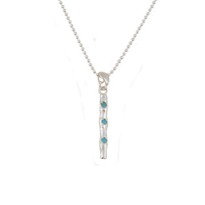 Sterling Silver Tag Pendant on Chain -Blue Topaz