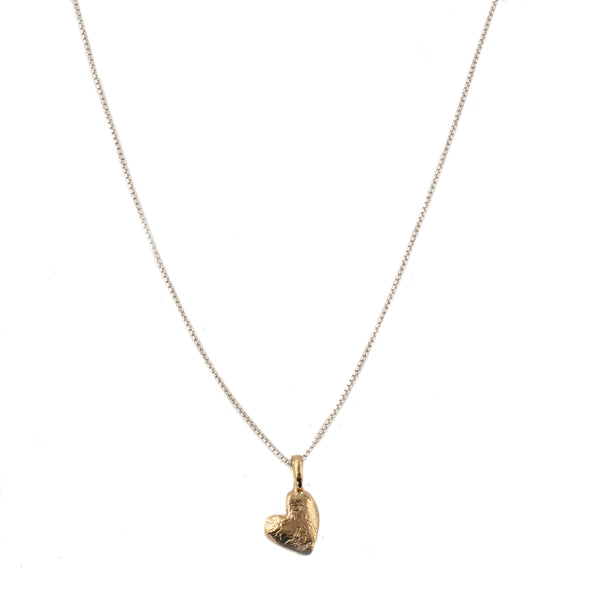 Gold Heart Pendant on Chain- Sterling Silver