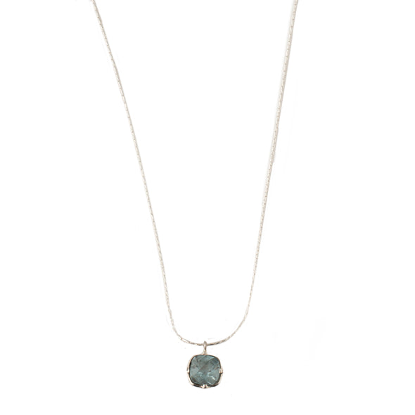 Dainty Blue Topaz Pendant Sterling Silver Necklace