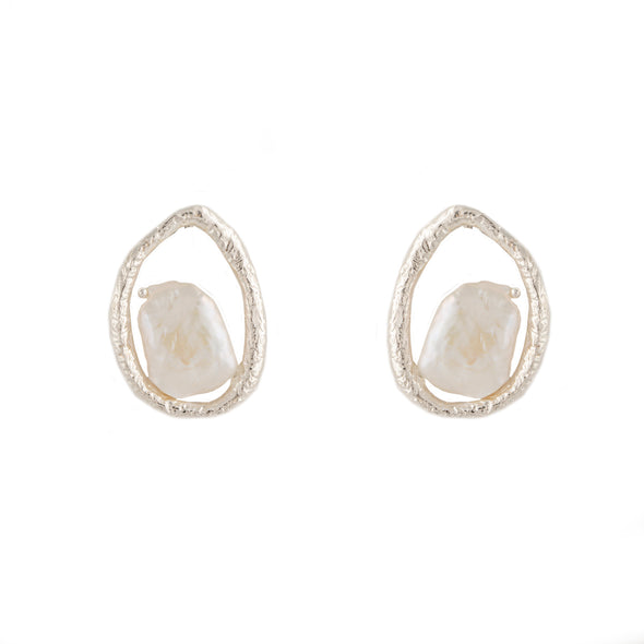 White Freshwater Pearl Earrings in Sterling Silver
