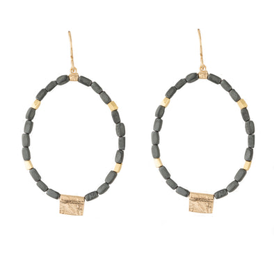 Hematite Dangle Earrings in Gold Plated Sterling Silver