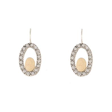 Sterling Silver and Gold Earrings with Cubic Zirconia