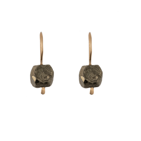 Pyrite Stone Earrings in Gold Plated Sterling silver