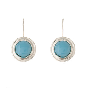 Round Sterling Silver Earring with Blue Stone