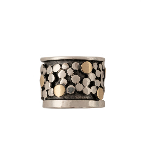 Statement Meditation Ring in Sterling Silver and Gold