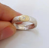 Sterling Silver Textured Stackable Ring with Gold and Center Diamond