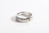 Sterling Silver Textured Stackable Ring with Gold and Center Diamond